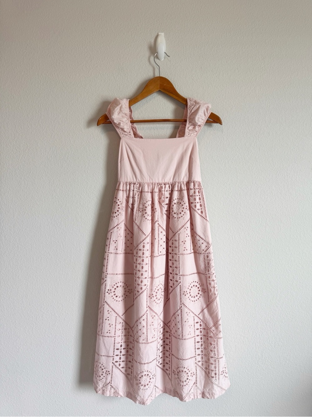 Hatch Maternity Light Pink Ivy Eyelet Cap Sleeve Midi Dress Size 0